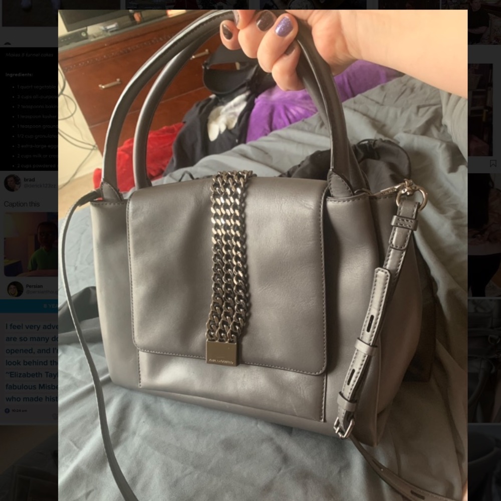 Large gray Karl Lagerfeld handbag from Karl.com